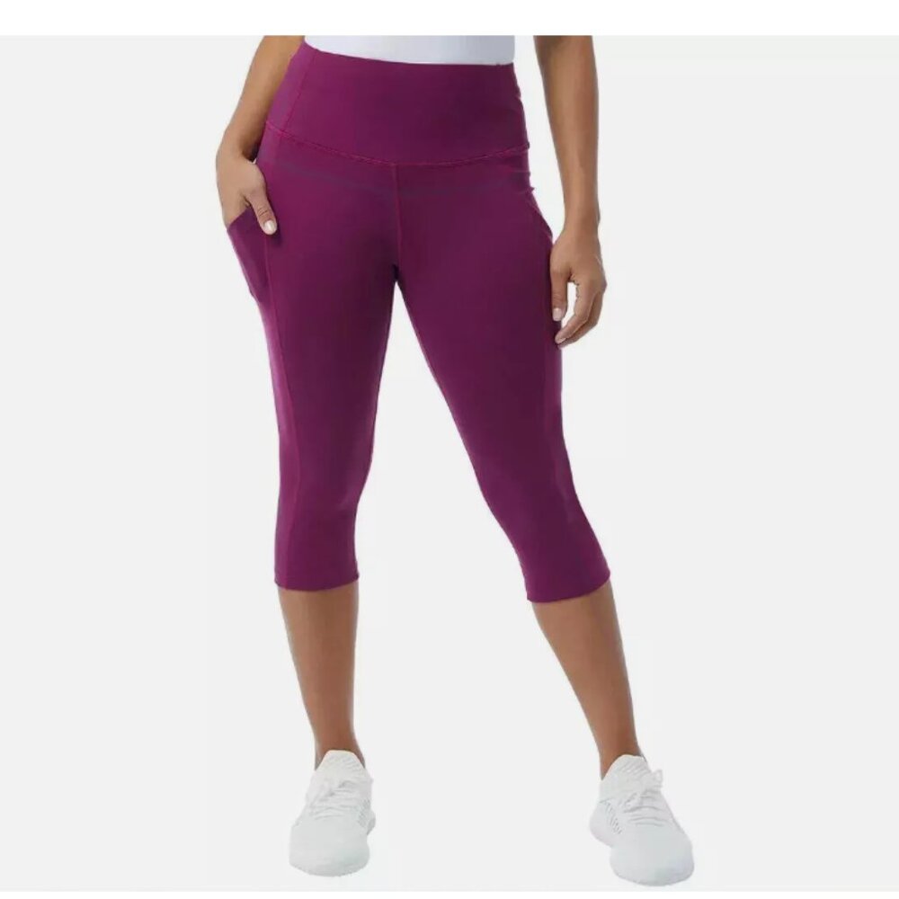32 Degrees Cool Women's Soft Active Capri Legging Pants, Plum Caspia - Picture 3 of 3